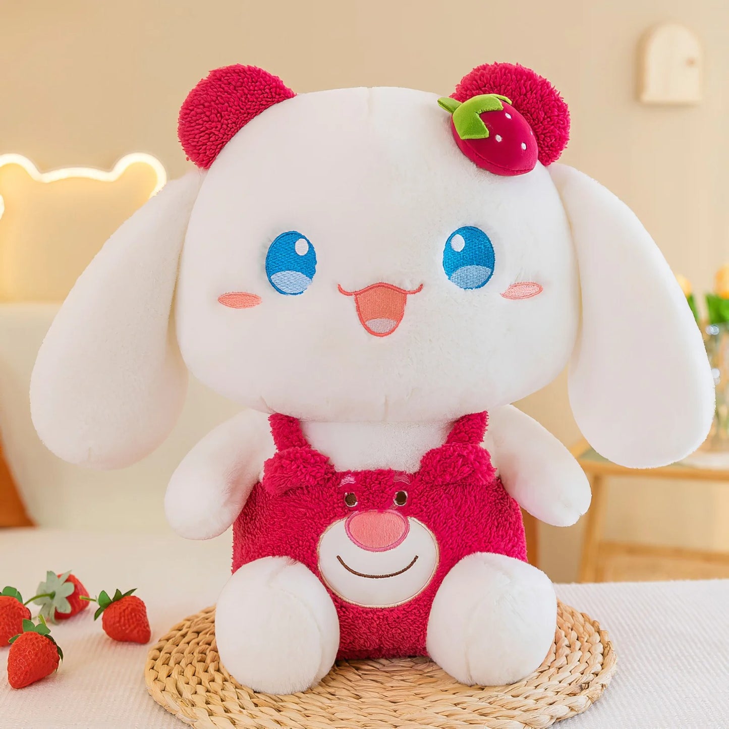 CINNAMOROLL CON OVEROL DE LOTSO + TARJETA DE AMOR🍓🎁