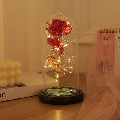 LAMPARA ROSA ETERNA + TARJETA DE AMOR🌹✨